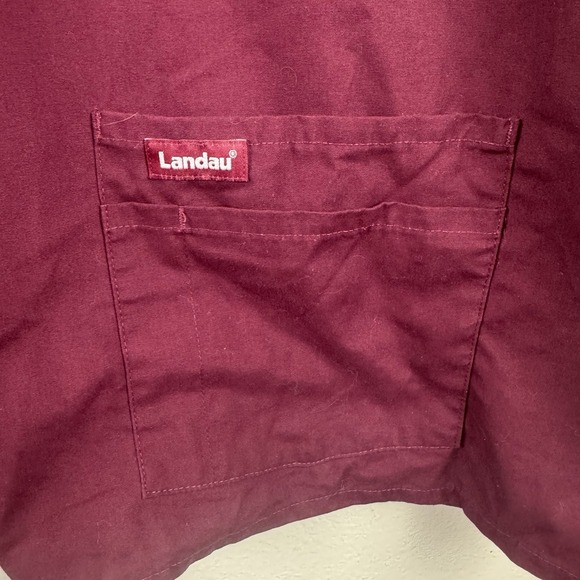 LANDAU Womens Long‎ Sleeve Snap Button Front Scrub Coat Jacket Wine Red - 4XL - Picture 7 of 8